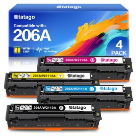 Statago 206A 206X Toner Cartridges Replacement for HP 206A 206X for Color Laserjet Pro MFP M283fdw M283cdw M283fdn M282mw Pro M255dw M255nw M283 M255 Printer | W2110A W2110X High Yield (BCMY)