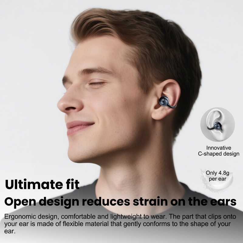 CATGIFF Open Ear Headphones Bluetooth 5.4 with 4.8 g Lightweight,