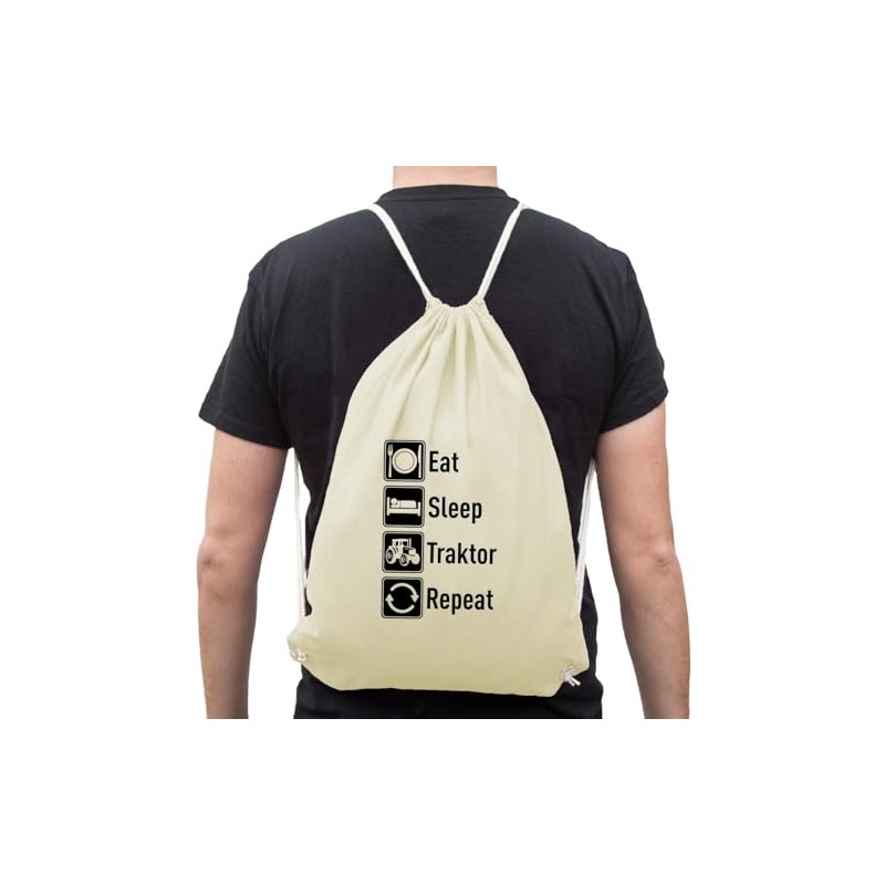 absenda Eat Sleep Traktor Repeat Turnbeutel - Bauer Landwirt Mähdrescher