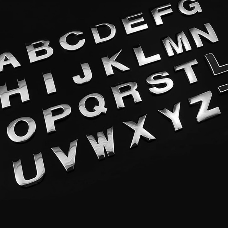 26 Pieces A-Z Alphabet DIY 3D Chrome Car Emblem Stickers,