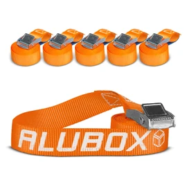 Alubox Lashing Strap with Clamping Lock 25 mm Wide Orange Load Capacity 250 kg Lashing Strap Length 2.5 m Pack of 6
