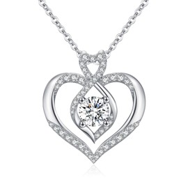 Zhi Kexin 925 Sterling Silver Infinity Heart Necklace for Women Heart Pendant Infinity Jewelry Birthday Gifts