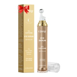 UJhay Crema Para El Contorno De Ojos Con 5 De Cafeína, Sérum Para Ojeras, Bolsas Y Líneas De Expresión, Sérum En Roll-On Con Bola De Masaje 360,...   