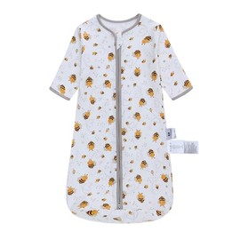Long Sleeve Sleep Sack, 100% Cotton Baby Sleeping Bag 0-18 Months Baby Wearable Blanket Super Soft Toddler Kids Sleeping Sack (0-6 Months, Bee)