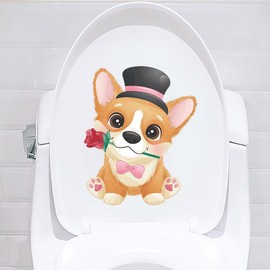 Mestiker Toilet Seal, Wall Sticker, Dog, Toilet Sticker, Stylish, Bathroom Seal, Cute, Diy Wall Sticker, Cute, Removable, Stylish, Scandinavian Wall Sticker, Modern Art, PVC Waterproof, Removable Room