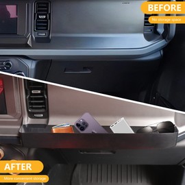RERPRO Passenger Storage Tray Organizer Box Compatible with 2021 2022 2023 2024 2025 New Ford Bronco 2/4 Door Interior Accessories Glove Box Above Grab Bar Storage Tray, 1 Pack Black