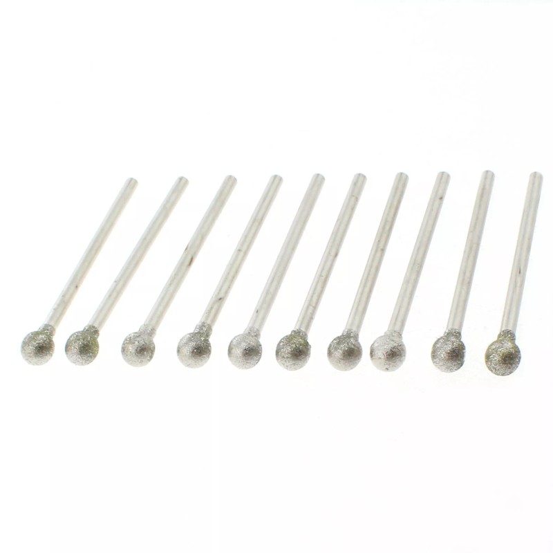 JINGLING 10Pcs 1/4" inch Diamond Ball Burrs 6mm Round Head