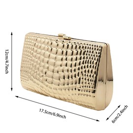 RomanticDesign Women Trendy Metallic Clutch Purse Glitter Snake Printed Evening Handbag Party Prom Cocktail Shoulder Bag, Gold