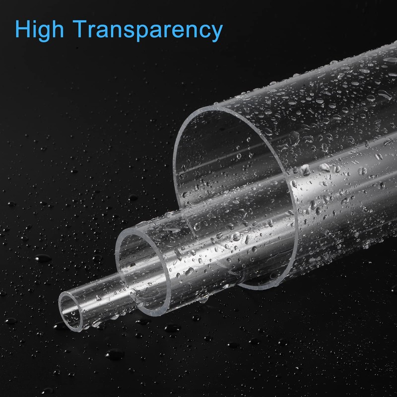 sourcing map Plastic Pipe Rigid Polycarbonate Round Tube Clear 0.16"(4mm)