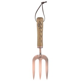Traditional Garden Steel Copper Plated Hand Fork Wooden Handle