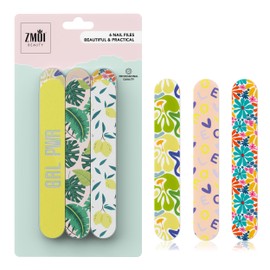 ZMOI Nail Files - Professional Medium Emery Boards 6 Dual-Sided Medium, Fine Grit for Natural/Acrylics - Nail Shapers to Smooth/Refine Nails (Pack of 1)