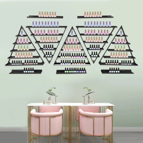 Unbranded 10Pcs Cosmetics Nail Polish Racks 5-Tier Triangular Wall-Mount Display