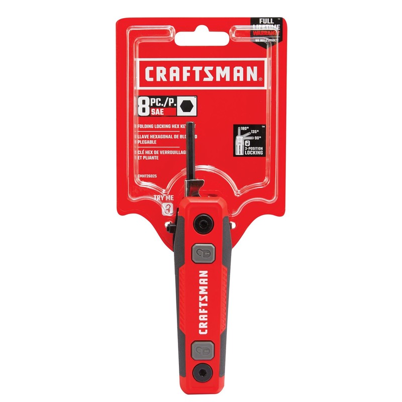 CRAFTSMAN Hex Key Set, SAE, Folding Locking 8 Piece (CMHT26025)