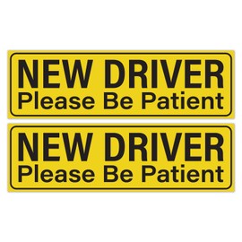 2pcs New Driver Sticker Please Be Patient Decal | Self Adhesive Weatherproof Vinyl Student Driver Stickers, 10" x 3"