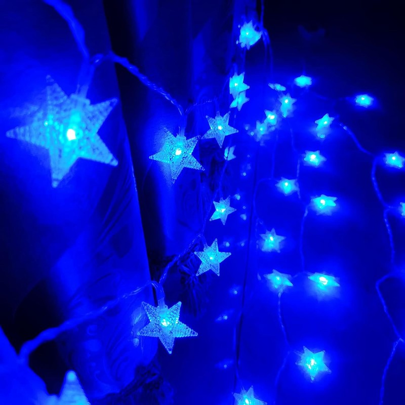 Minetom Blue Star String Lights Plug in - 33 ft