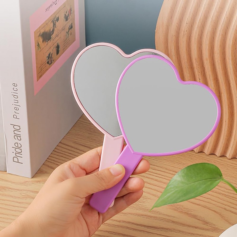 Heart Shaped Handheld Cute Travel Mirrors - Lightweight & Portable