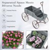 Wagon Planter, Decorative Wooden Garden Planter with Wheels, 2 Planting