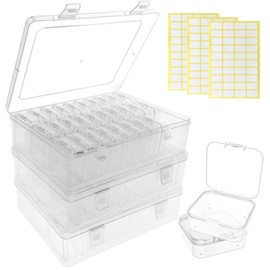 Meanhoo Bead Organizer Box – Small Bead Storage Containers, Mini Clear Plastic Storage Boxes with Hinged Lids, Rectangle Craft Case for Jewelry, DIY Beading, Nail Art, and Small Parts (93 PCS)