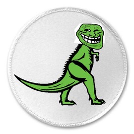 Coolface Troll Face Tyrannosaurus Rex - 3" Sew/Iron On Patch Funny Joke Humor