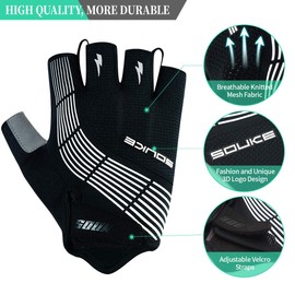Souke Sports Half Finger Cycling Gloves, Unisex, Gel Shock Absorption, Breathable, Anti-Slip, Black/Green, l