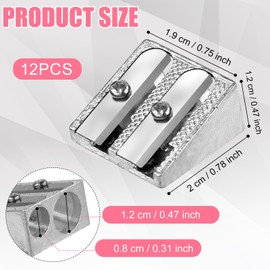12pcs Pencil Sharpeners, Double Hole Metal Pencil Sharpener Handheld Pencil Sharpener Manual Graphite Pencil Sharpener Crayon Sharpener Magnesium Sharpener for Home School Office Supplies