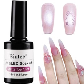 Biutee Topcoat Matte 15ml Gel Nail Non Wipe Matte Top Gel Topcoat Non-Wipe Top Gel (15ml Matte Topcoat)