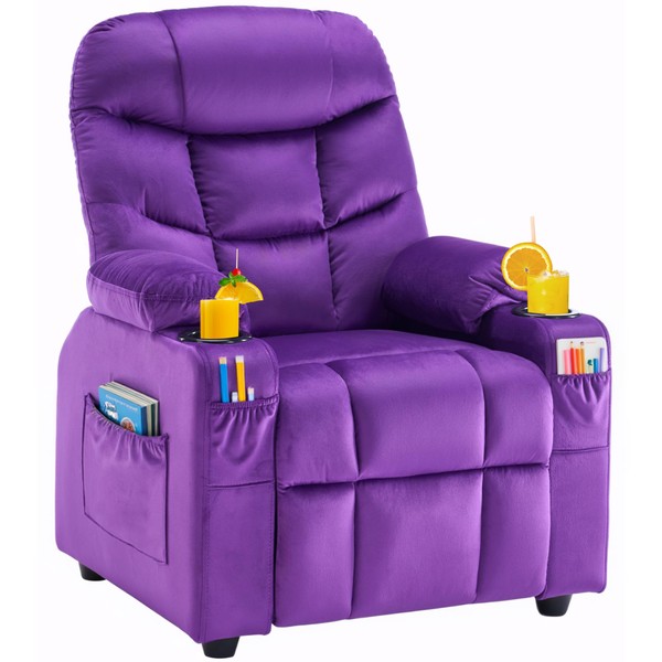 SNUGWAY Donut Larger Kids Reclining Chair Velvet Fabric Recliner Sofa