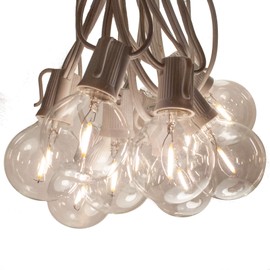Hometown Evolution, Inc. G50 2" LED Filament Outdoor Patio String Lights with 0.6 Watt Light Bulbs (G50 LED - White Wire, 25 ft)