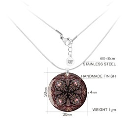Handmade Mandala Round Oval Pendant with Adjustable Chain Necklace for Women (Style 15 - Dark Brown)