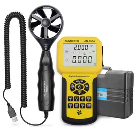 Handheld CFM CMM Wind Speed Meter, Separate Anemometer Measure Air Flow Velocity Temp Gauge for HVAC with Data Record MAX MIN AVG(ANNMETER AN-856A)