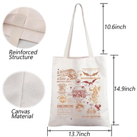 TGBJE Novel Inspired Tote Bag Dragon Rider Gift Violet Sorrengail Shopping Bag Iron Flame Gift Romantasy Reader Gift (C-A Dragon tote)