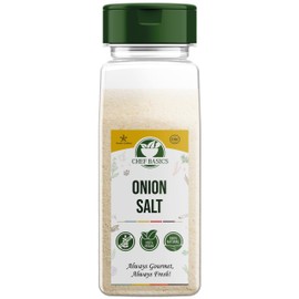 Onion Salt by Chefs Basics, Savory Onion Seasoning, Essential Gourmet Kitchen Spice for Seafood, Meat, and Vegetables, Restaurant Quality, Kitchen Staple, 32 oz. Bottle