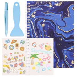 Reusable Sticker Book, 32 Sheets Sticker Collecting Book Album Double-Sided A5 Size Release Paper Sticker Keeper Blank Sticker Storage Organizer Book with Tweezer and Spatula