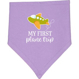 inktastic My First Plane Trip Airplane Travel Baby Bandana Bib Lavender and Pink 3e219