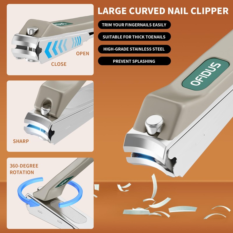 OFIDUS Nail Clippers Set Professional Stainless Steel Manicure Kit with