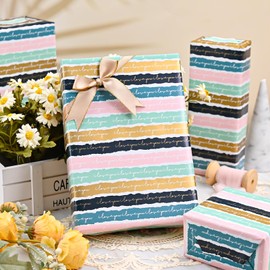 Flyhill Reversible Dog Wrapping Paper Roll,17 Inch X 32.8 Feet,Pink & White Adorable Puppy,Bone,Paw Print,Polka Dot Gift Wrap suitable for Birthday,Baby Shower,Party