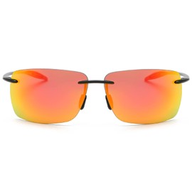 Polarized Sports Sunglasses for Men and Women Driving Cycling Running Fishing Golf UV400 Protection Rimless Sun Glasses Fashion Shades Retro Eyeglasses Anti Glare Classic Mirror Lens Eyewear Orangered