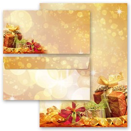 Writing Paper Set 40 Pieces Letter Paper with Envelope, Christmas Gifts Christmas 20 Sheets Writing Paper + 20 Matching Envelopes DIN Long without Window Paper-Media