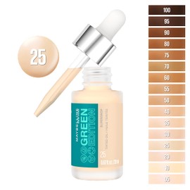 Maybelline Green Edition Superdrop Tinted Oil Base Makeup, Adjustable Natural Coverage Foundation Formulated With Jojoba & Marula Oil, 25, 1 Count