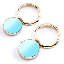 [2 Pack] Round Mirror Design Cell Phone Ring Holder Stand, 360 Degree Rotation and 180 DegreeAdjustable Finger Ring Kickstand with Polished Metal Phone Grip (Gold)
