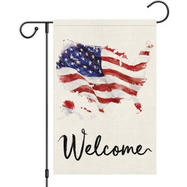 Heyfibro AmericaUSA Garden Flag Welcome 4th of July Garden Flags 12x18 Inch Double Sided, Patriotic Flag for Independence Day Outdoor House Decorations (ONLY FLAG)