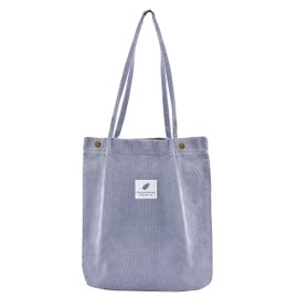 Women's Handbag Corduroy Shopper Cord Tote Bag for Books Travel Everyday School Work Shopping Bag for Girls, gray