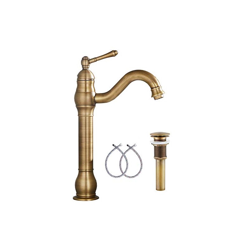 360° Swivel Antique Brass Bathroom Vessel Sink Faucet Single Handle