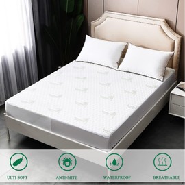 BANJILI -Bambus Waterproof Mattress Protector 140 x 200 cm, Breathable Mattress Topper, Anti-Allergy, Anti-Mite, Mattress Protector for Baby, Children, Pet