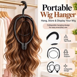 15-Inch Wig Hanger for Wig Storage – Collapsible Hanging PE Holder for Wigs and Hats at Home or Travel
