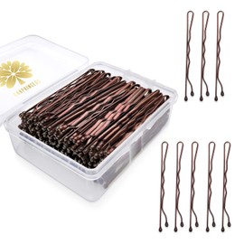 KANPRINCESS 100 horquillas para el pelo de 6 cm, horquillas para todo tipo de cabello, accesorios para el cabello para mujeres y niñas, peluquería, peluquería, moño, con caja de almacenamiento transparente (marrón)