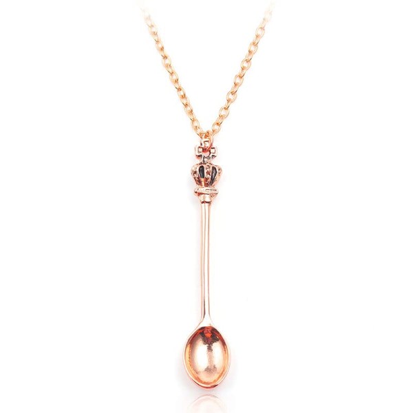 Mini Crown Spoon Necklace Pendant Charm for Filling Vials with