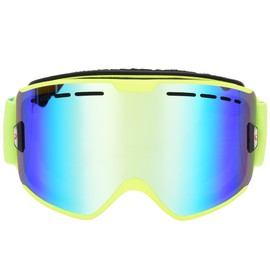 Outdoor  Double Layer Antifog Skiing Goggles with Myopic Glasses Card Slot for Climbing Snowboardinggreen frame and golden lens