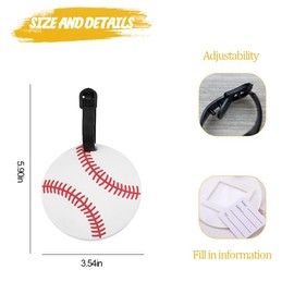 Baseball Luggage Tags for Suitcases Label Bag Tags Sports Baggage Tag for Travel ID Round PVC Luggage Tag for Boys Girls Baseball Name Labels for Backpacks Travel Name ID Label Accessories