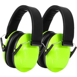 BlueFire Kids Ear Protection Safety Earmuffs, 2 Pack Foldable Noise Reduction Earmuffs, 27dB Hearing Protection Ear Muffs Kids Protective Earmuffs Ear Defenders for Sleeping, Studying, Shooting(Green)